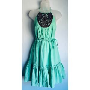 Banana Republic Teal Halter Top Dress Women's 00P Boho Festival